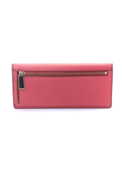 Coach Womens Leather Snap Buttoned Flapped Folded Card Wallet Pink