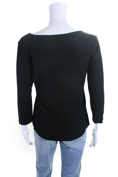 Nina Mclemore Womens Scoop Neck 3/4 Sleeve Top Tee Shirt Blouse Black Medium