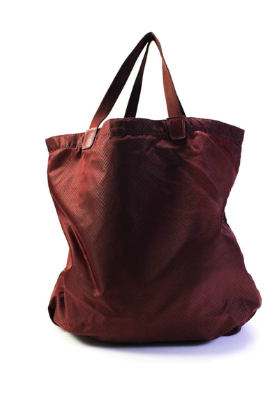 Tumi Womens Leather Pocket Nylon Top Handle Large Tote Handbag Maroon