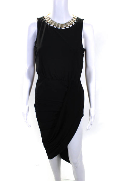 Laundry by Shelli Segal Womens Chained Round Neck Slit Midi Dress Black Size 4