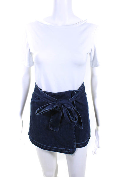 Paige Womens Cotton Dark Wash Hook & Eye Belted Denim Mini Skirt Blue Size XS