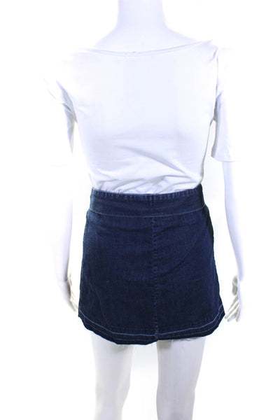 Paige Womens Cotton Dark Wash Hook & Eye Belted Denim Mini Skirt Blue Size XS
