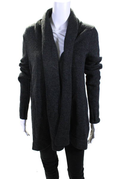Vince Womens Wool Open Front Knitted Draped Long Sleeve Cardigan Gray Size S