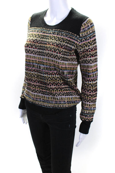 Theory Womens Linen Striped Woven Textured Long Sleeve Sweater Multicolor Size S