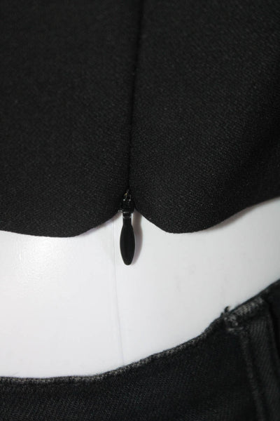 Milly Womens Back Zip Sleeveless Crew Neck Crop Top Black Size 2