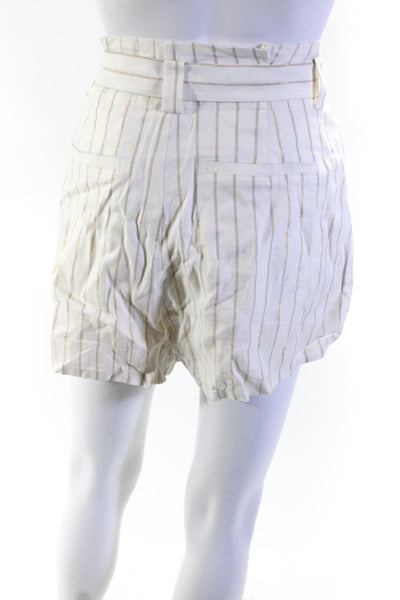 Paige Womens Metallic Striped Print Lined Mid-Rise Shorts Ivory White Size 6