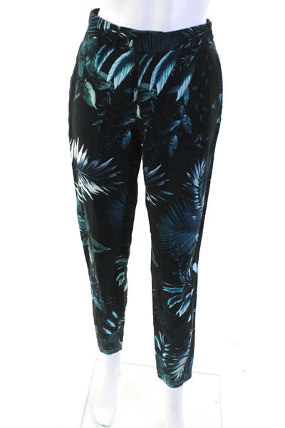 RtA Womens Plant Print Hook + Bar Closure Mid-Rise Tapered Pants Black Size 24