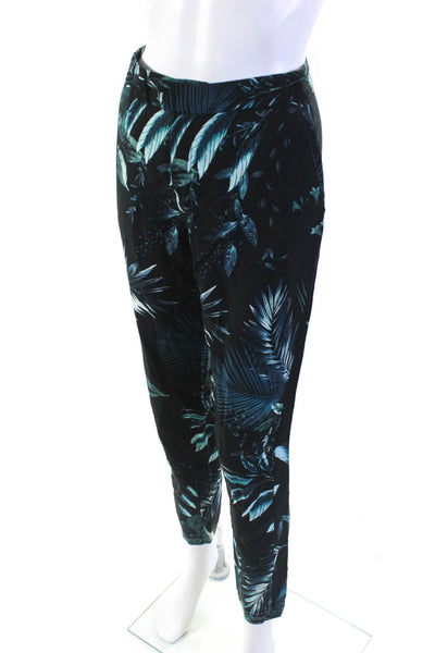 RtA Womens Plant Print Hook + Bar Closure Mid-Rise Tapered Pants Black Size 24