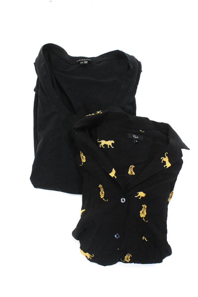 Rails Theory Womens Animal Print Long Sleeve Blouse Top Black Size XS S Lot 2