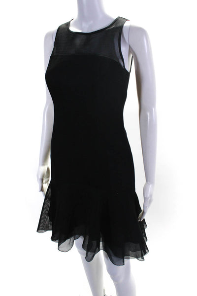 DKNY Womens Black Mesh Trim Crew Neck Zip Back Sleeveless Mermaid Dress Size 4