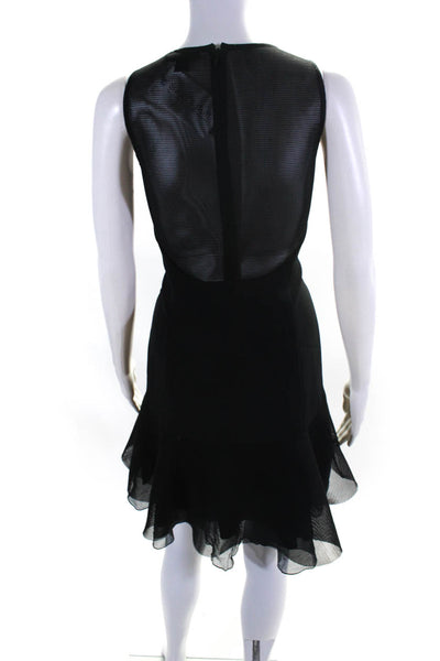 DKNY Womens Black Mesh Trim Crew Neck Zip Back Sleeveless Mermaid Dress Size 4