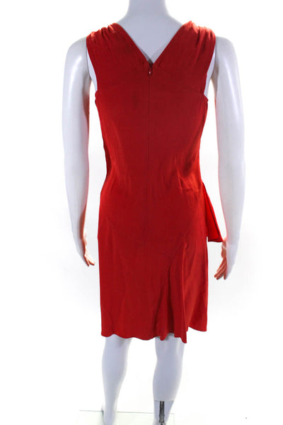 Derek Lam 10 Crosby Womens Red Silk V-Neck Sleeveless Asymmetric Dress Size 4