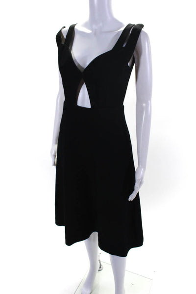 Carven Womens Black V-neck Sleeveless Peep Chest Fit & Flare Dress Size 36