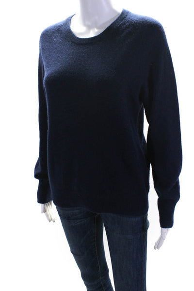 Equipment Femme Womens Cashmere Round Neck Pullover Sweater Top Navy Size M