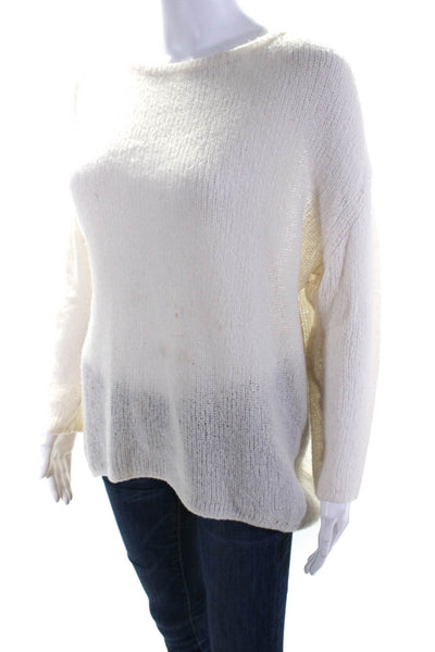 Jarbo Womens Cashmere Blend Open Knit Long Sleeve Pullover Top Cream Size 1