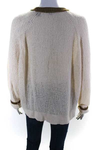 Scotch & Soda Womens Cotton Open Knit Round Neck Pullover Sweater Beige Size XL