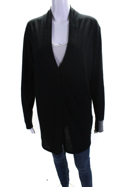 Jarbo Womens Cashmere Long Sleeve Button Up Cardigan Sweater Black Size 2