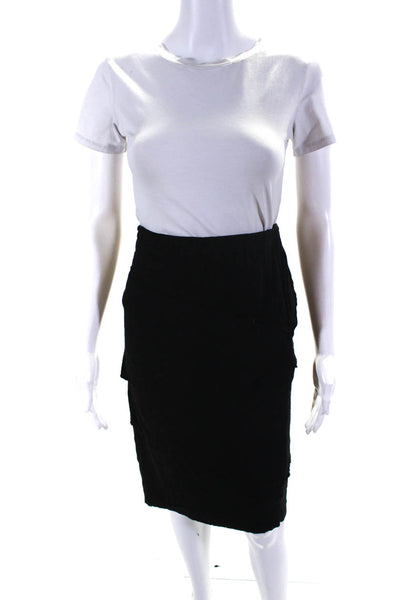 Bailey 44 Womens Elastic Waist Slip-On Tiered Midi Skirt Black Size M