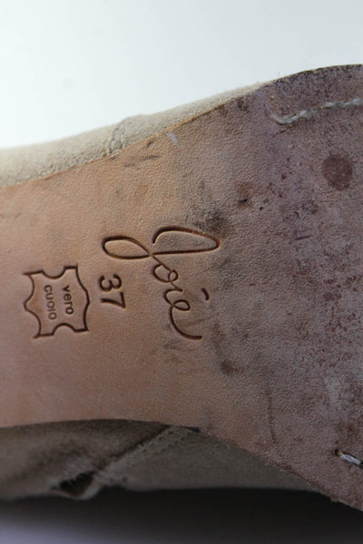 Joie Womens Side Zipped Darte Round Toe Block Heels Ankle Boots Beige Size EUR37