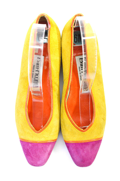 Evan Picone Womens Slip On Cap Toe Ballet Flats Pink Yellow Suede Size 6