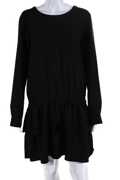 Scotch & Soda Womens Star Print Long Sleeve Ruffled Blouson Dress Black Size M