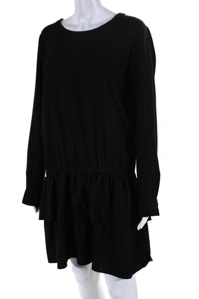 Scotch & Soda Womens Star Print Long Sleeve Ruffled Blouson Dress Black Size M