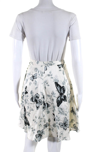 Milly Of New York Womens Silk Butterfly Print Flared Short Skirt White Size 4