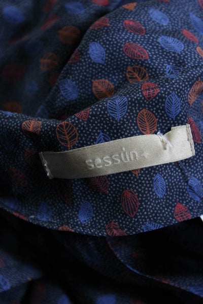 Sessun Womens Silk Georgette Leaf Print Mini Blouson Dress Multicolor Size L