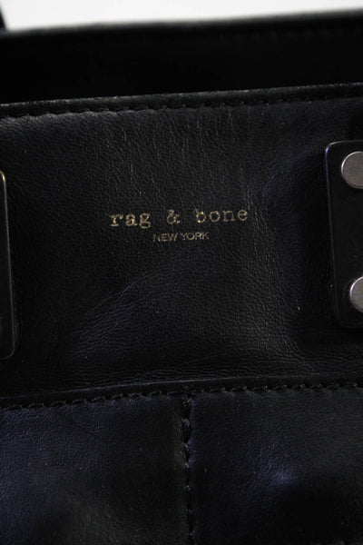 Rag & Bone Cotton Canvas Leather Trim Double Top Handle Handbag Tan Black