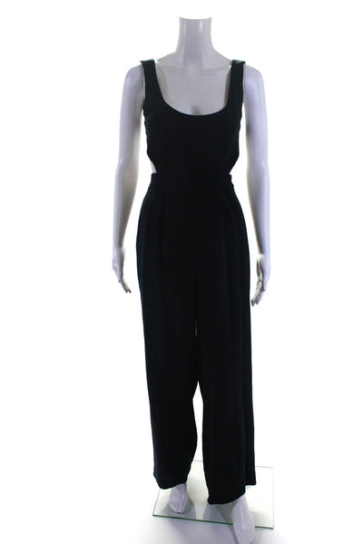 Tome Womens Navy Scoop Neck Open Back Cut Out Waist Wide Leg Jumpsuits Size S