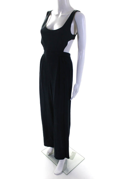 Tome Womens Navy Scoop Neck Open Back Cut Out Waist Wide Leg Jumpsuits Size S