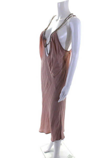 Grey Ant Womens Pink Silk Chain Strap Detail Sleeveless Shift Dress Size S/M