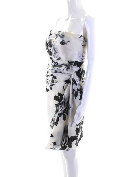 Naeem Khan Womens White Silk Floral Drape Detail Strapless Gown Dress Size 6