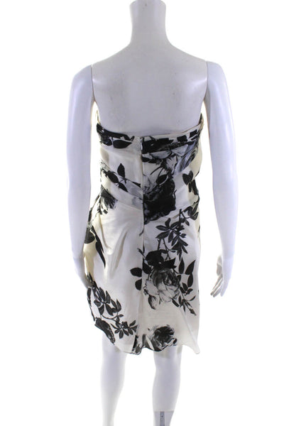 Naeem Khan Womens White Silk Floral Drape Detail Strapless Gown Dress Size 6