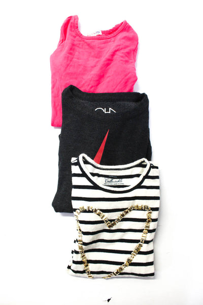 Chaser Crewcuts Girls Long Sleeve Shirts Black White Pink Size 8 6-7 10 Lot 3