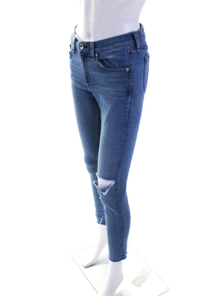 Rag & Bone Womens Ankle Skinny Leg Ripped Lena Jeans Blue Cotton Size 27