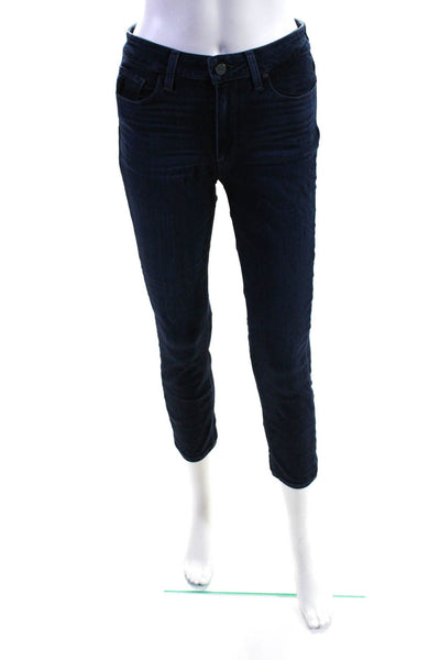 Paige Womens Dark Wash Straight Leg Buttoned Zip Jeans Blue Size EUR27