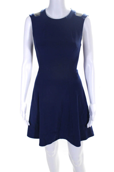 Rag & Bone Womens Sheer Cut-Out Darted Zipped Fit & Flare Dress Blue Size 0