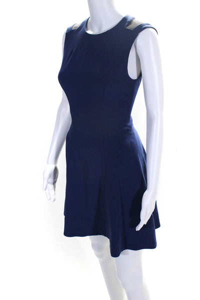 Rag & Bone Womens Sheer Cut-Out Darted Zipped Fit & Flare Dress Blue Size 0