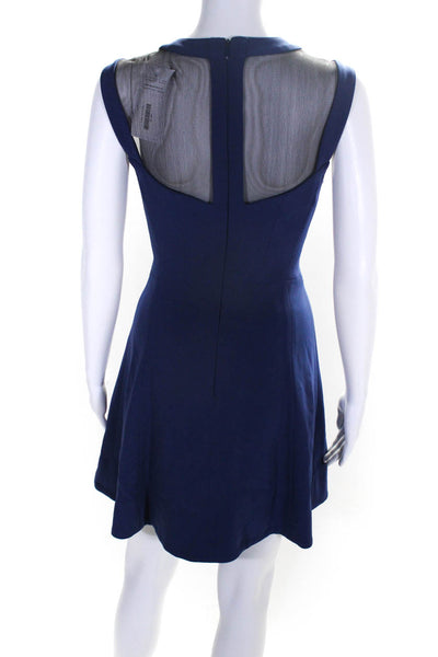 Rag & Bone Womens Sheer Cut-Out Darted Zipped Fit & Flare Dress Blue Size 0