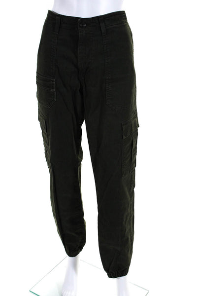 AG Adriano Goldschmied Womens Cotton Mid-Rise Cargo Jogger Pants Green Size 33