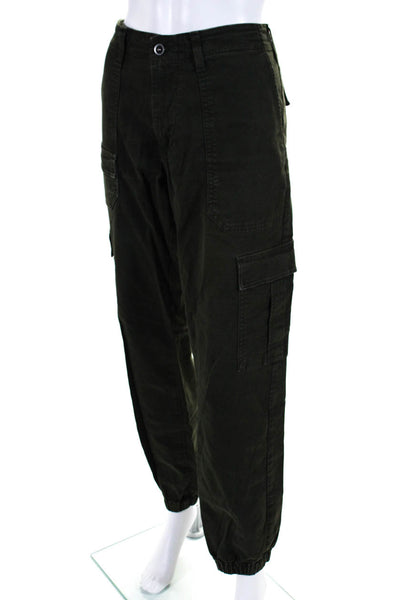 AG Adriano Goldschmied Womens Cotton Mid-Rise Cargo Jogger Pants Green Size 33