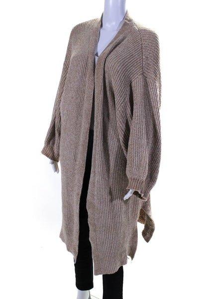 LBLC The Label Womens Open Velour Crochet Knit Cardigan Sweater Brown Size Small