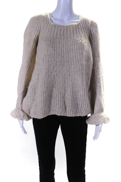 BCBGMAXAZRIA Womens Long Sleeve Square Neck Alpaca Sweater White Size Small
