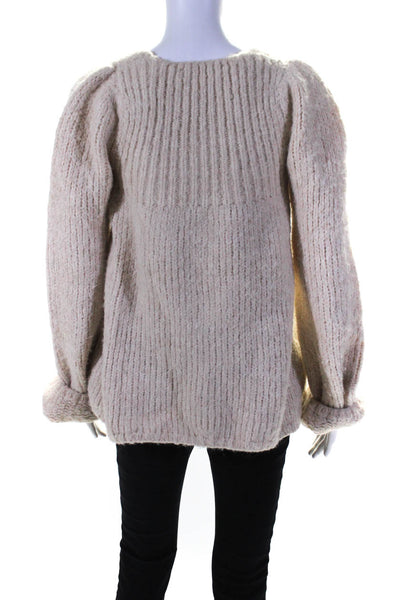 BCBGMAXAZRIA Womens Long Sleeve Square Neck Alpaca Sweater White Size Small