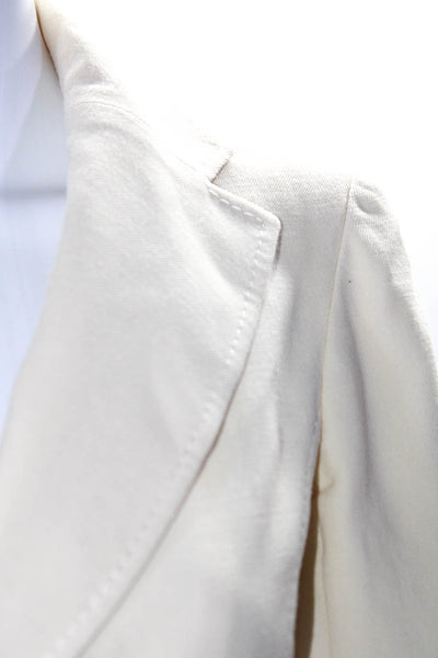 Valentino Womens One Button Notched Lapel Blazer Jacket Cream White Wool Size 4