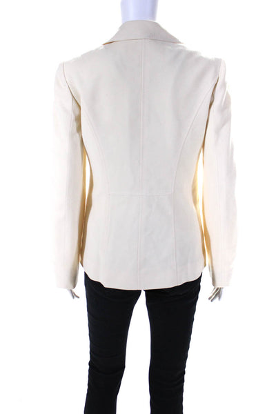 Valentino Womens One Button Notched Lapel Blazer Jacket Cream White Wool Size 4