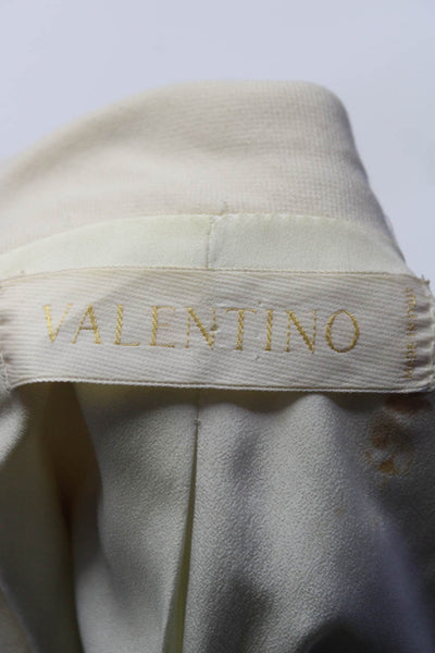 Valentino Womens One Button Notched Lapel Blazer Jacket Cream White Wool Size 4