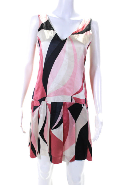 Theory Women's V-Neck Sleeveless Drop Waist Mini Dress Multicolor Size 8