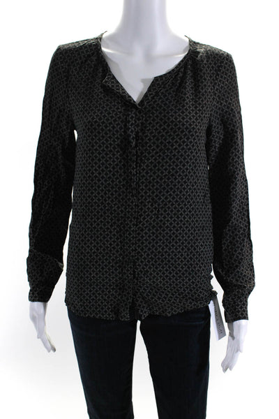 Joie Womens Abstract Print Button Down Blouse Black Size Extra Small